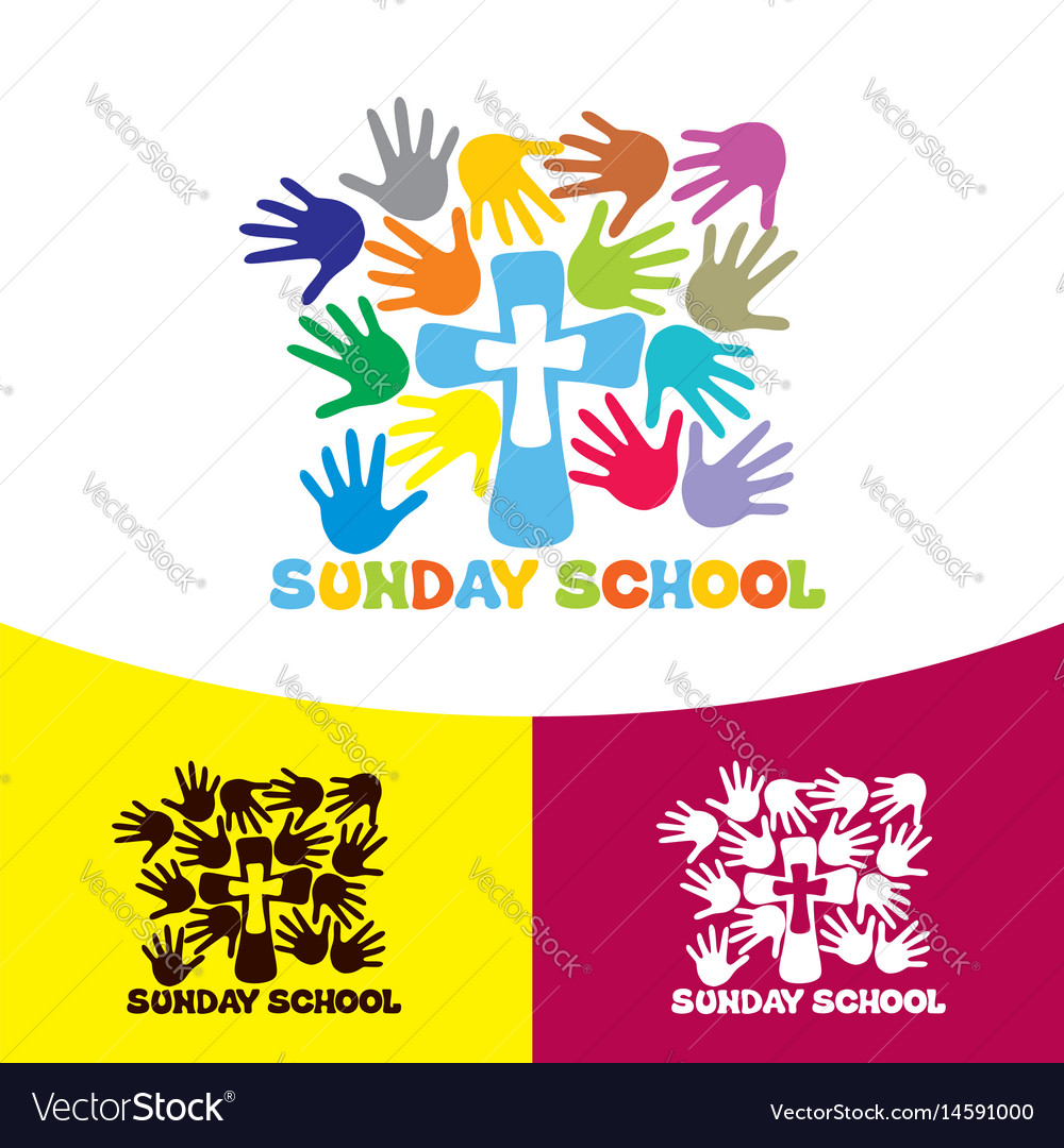 Logo sunday school and christian symbols Vector Image