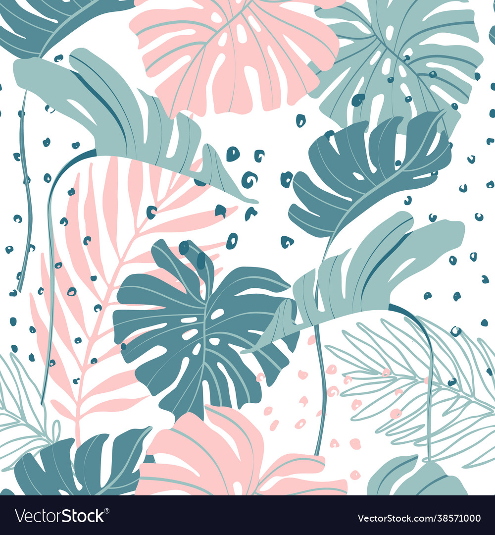 Minimal floral seamless pattern abstract monstera Vector Image