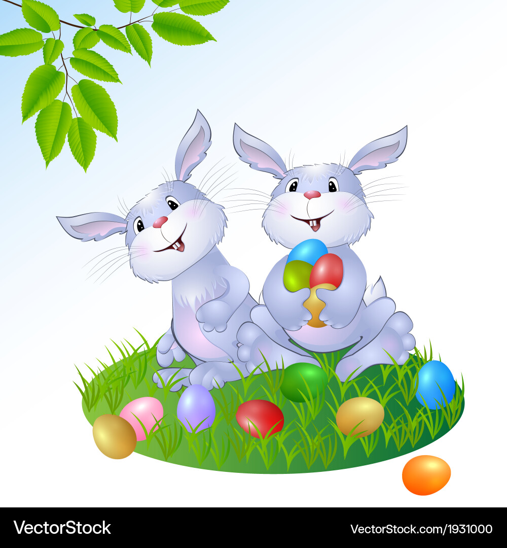 Rabbit with Easter eggs Royalty Free Vector Image