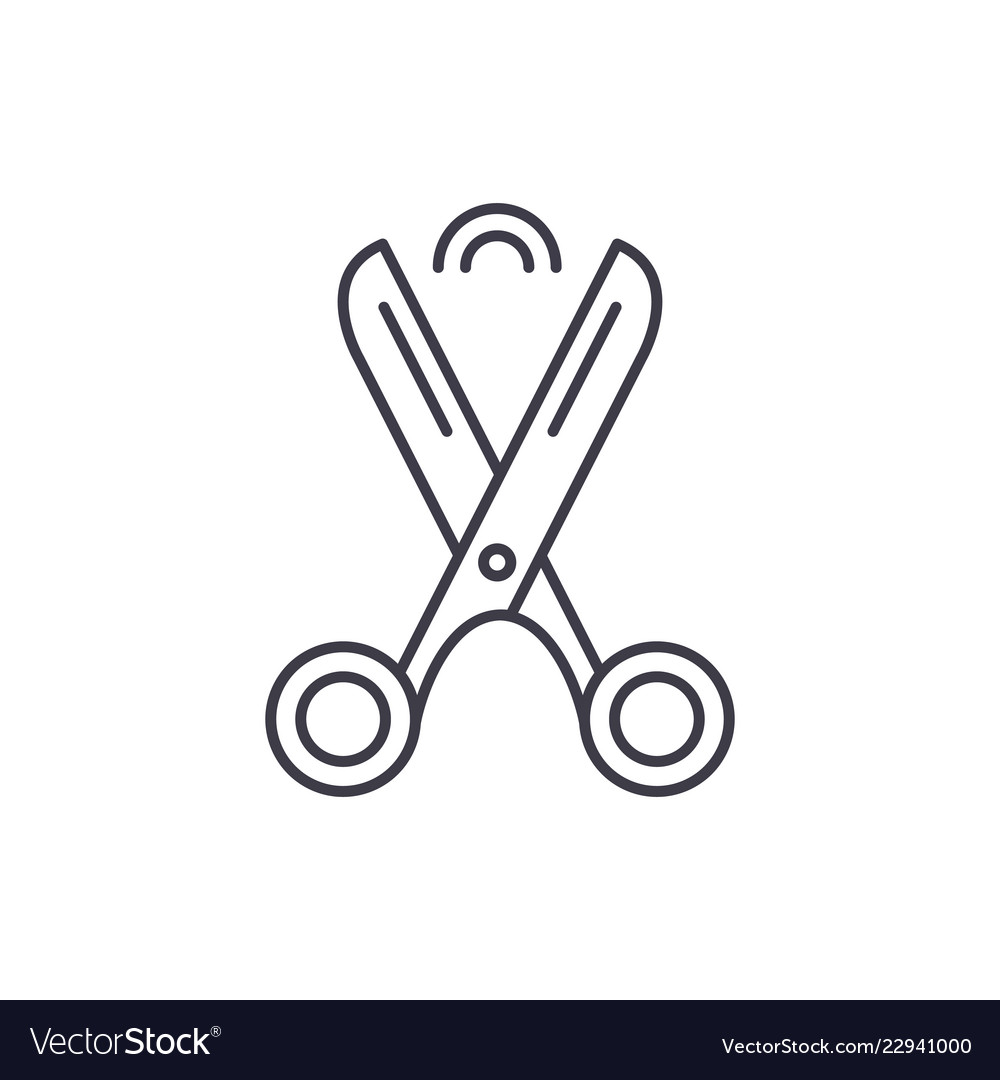 Scissors line icon concept linear Royalty Free Vector Image