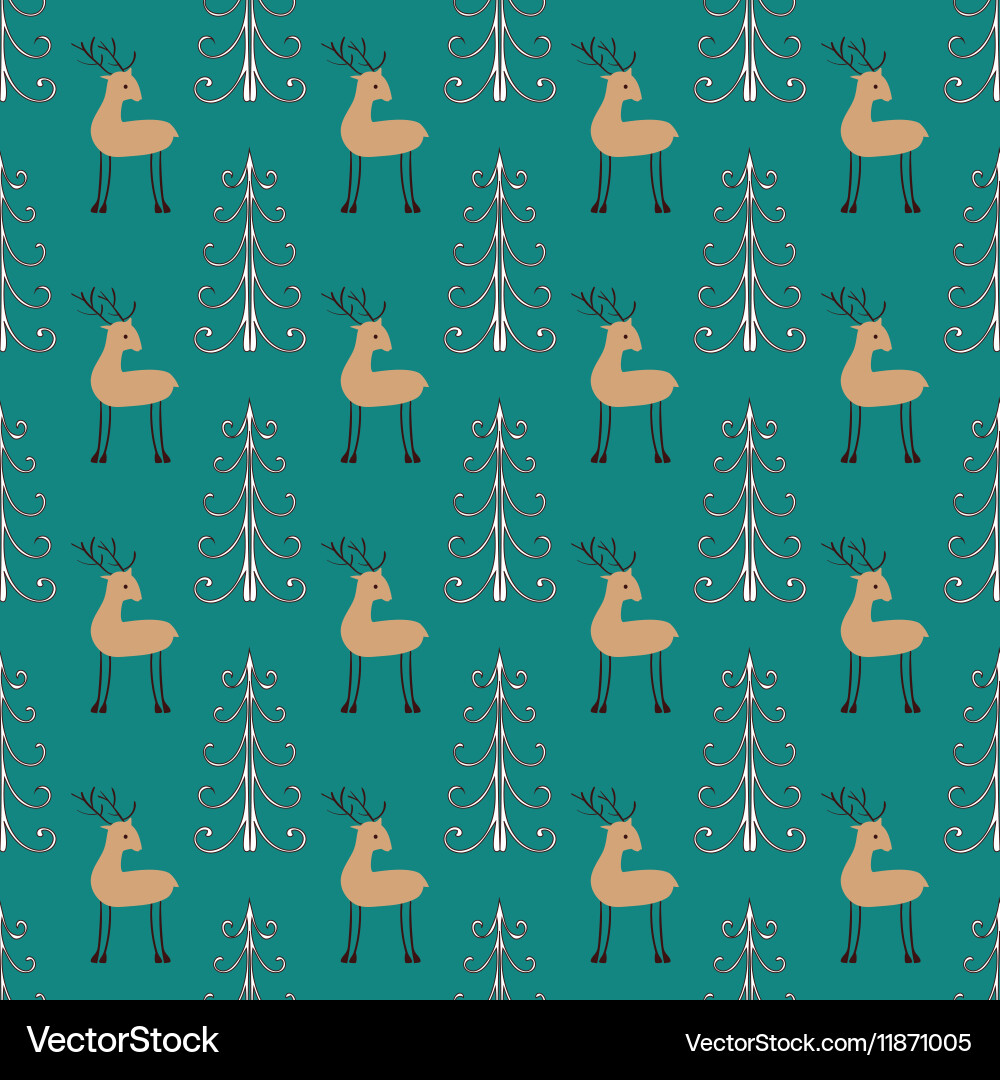 Deer forest seamless pattern Royalty Free Vector Image