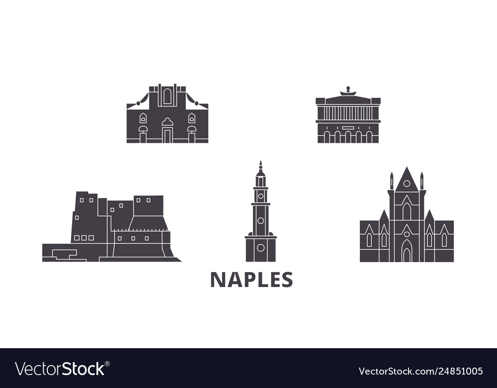 Italy Naples Flat Travel Skyline Set Italy Vector Image