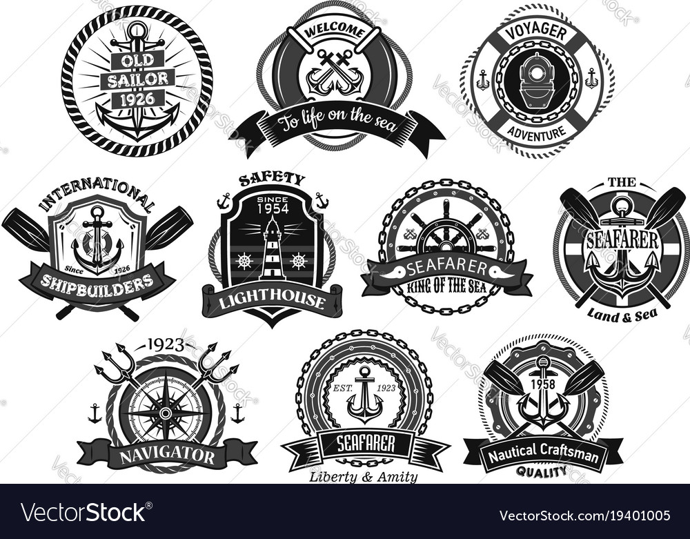 Nautical seafarer marine sea sailor icons Vector Image