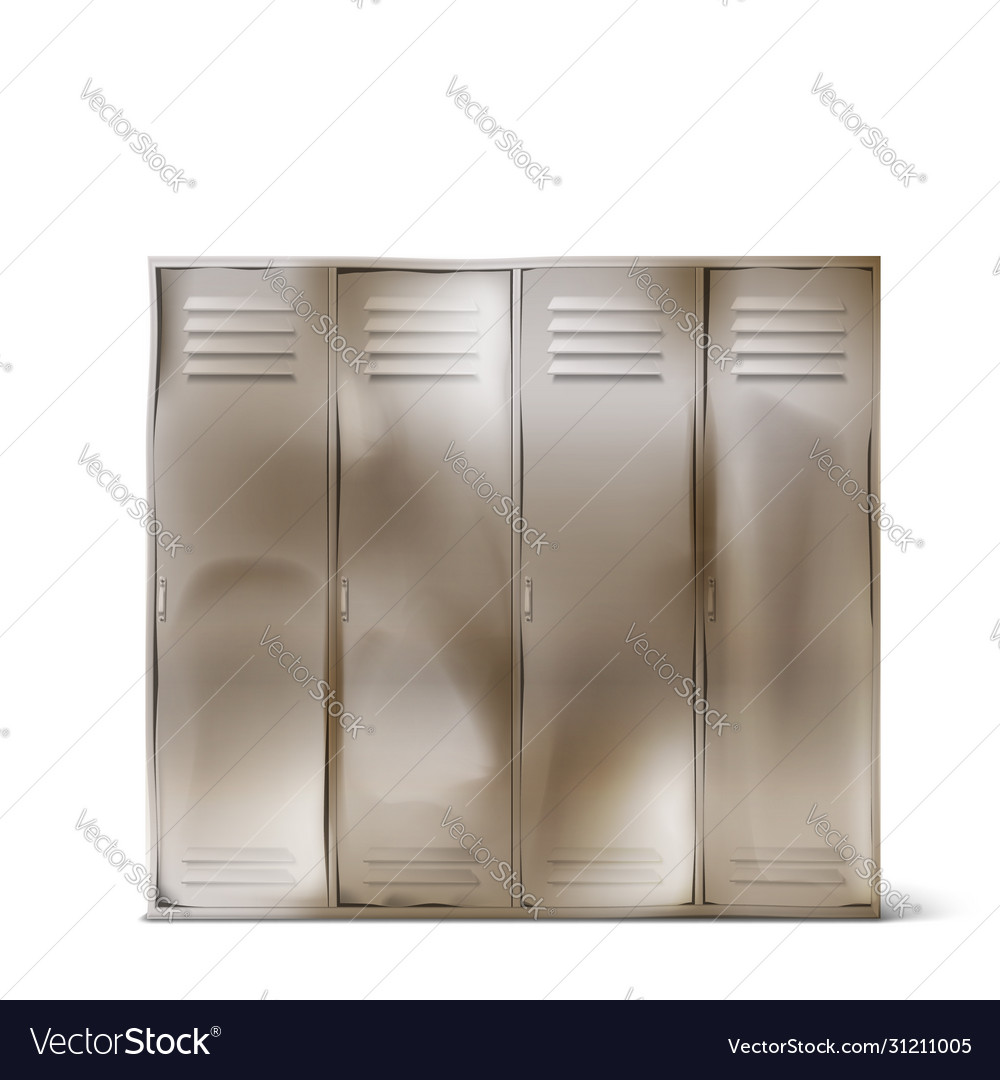 Old steel lockers in school corridor or gym Vector Image
