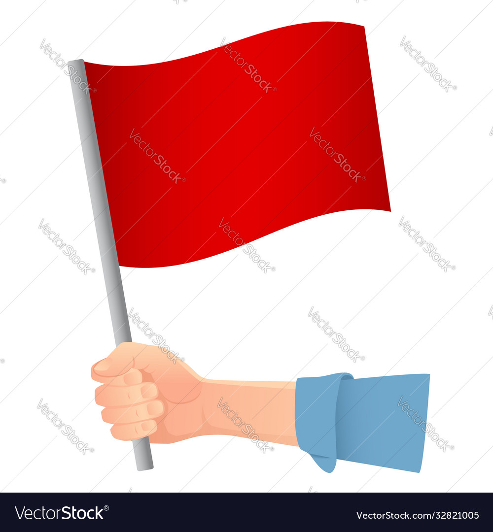 Red flag in hand Royalty Free Vector Image - VectorStock