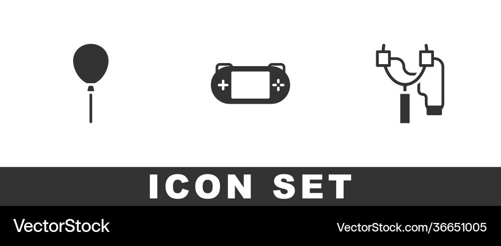 Set balloons with ribbon portable video game Vector Image