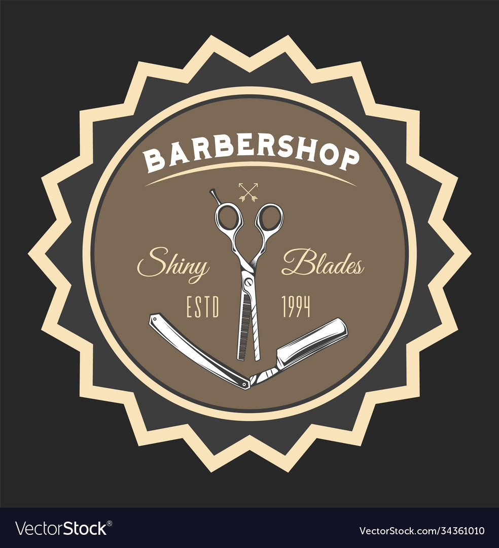 Barbershop scissors razor blade shiny blades Vector Image