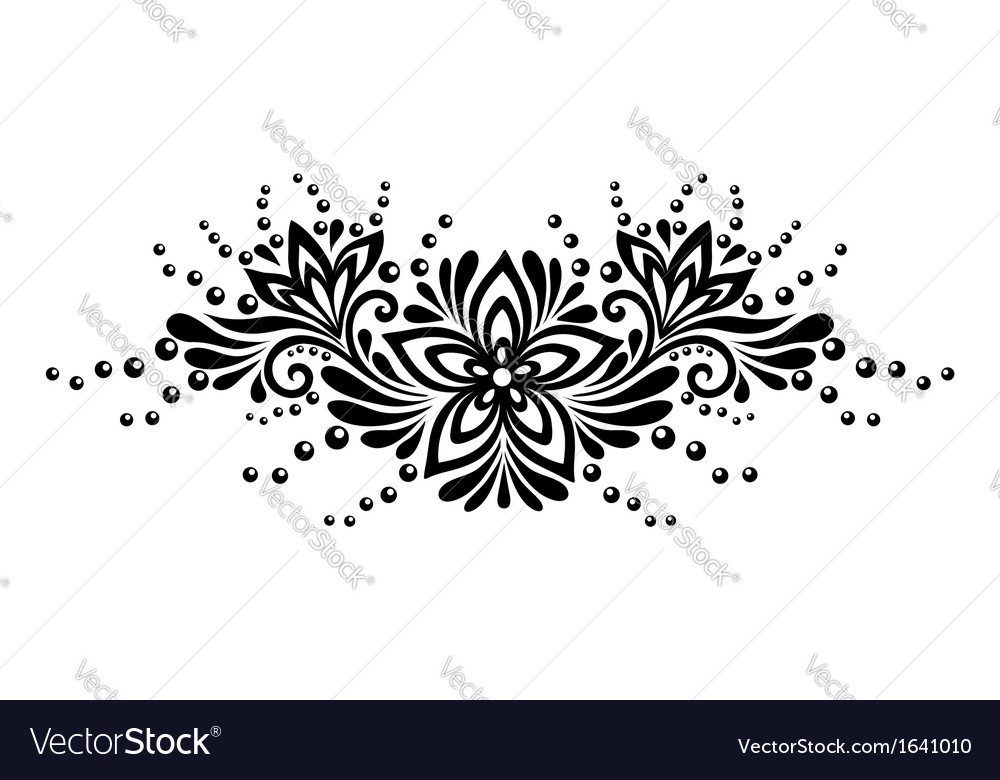 Download Black and white lace flowers and leaves isolated Vector Image