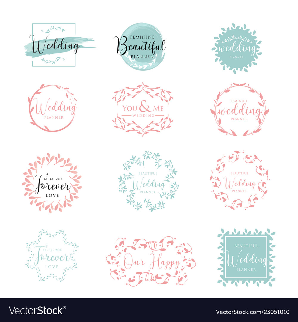 Elegant And Feminine Floral Wedding Logo Vector Image