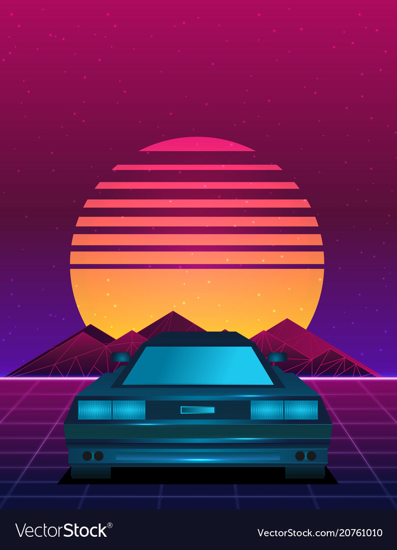 Retro future 80s style sci-fi background