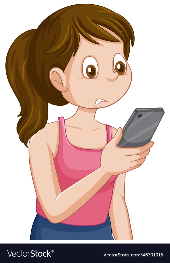 A girl obsessed with her phone Royalty Free Vector Image