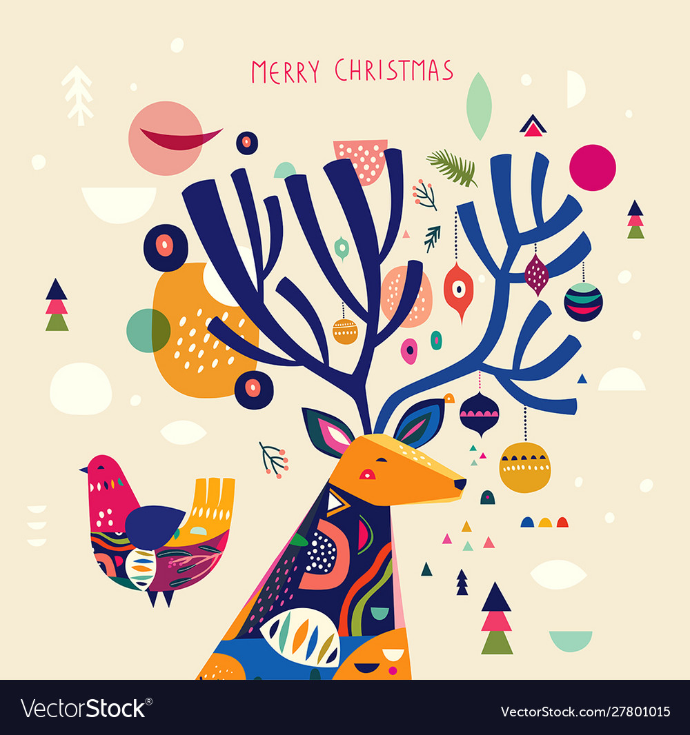 Christmas deer Royalty Free Vector Image - VectorStock