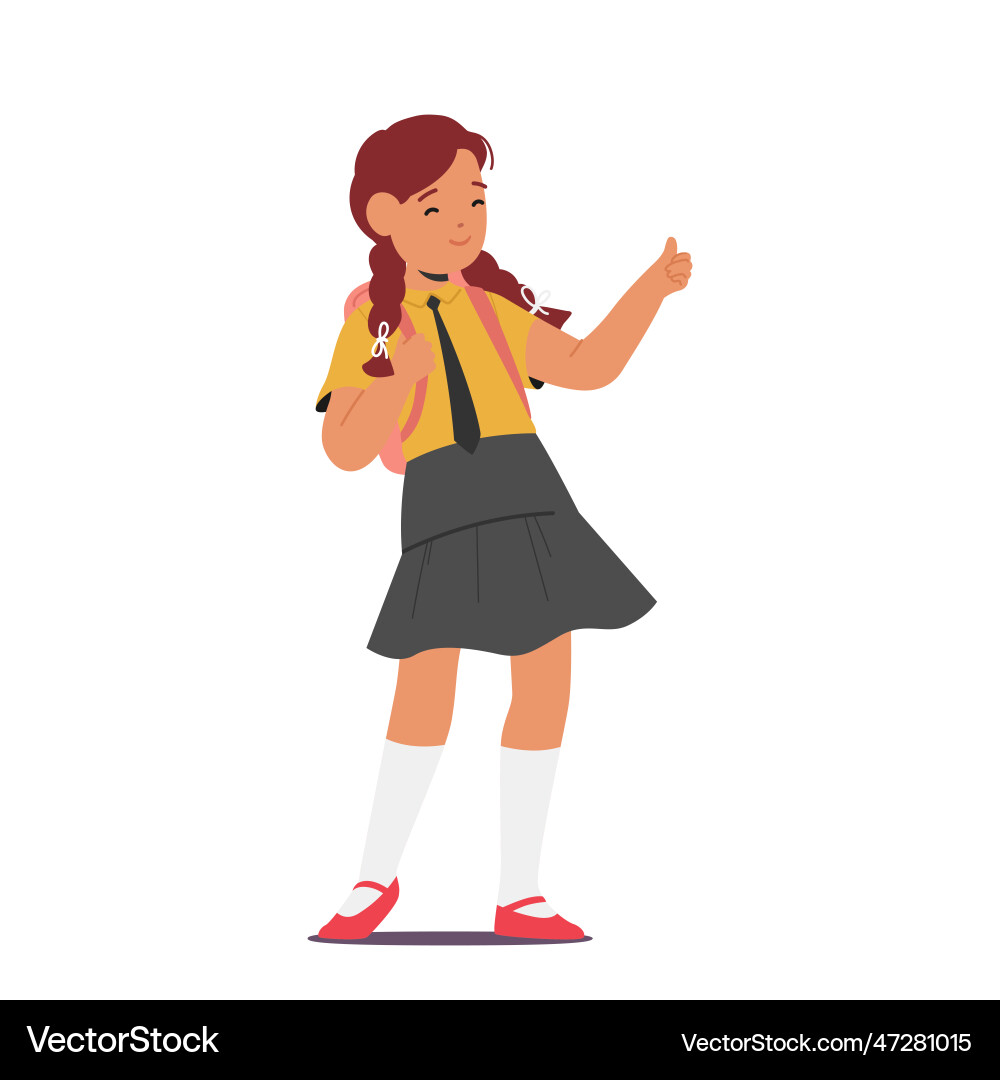 Confident school girl character with backpack Vector Image