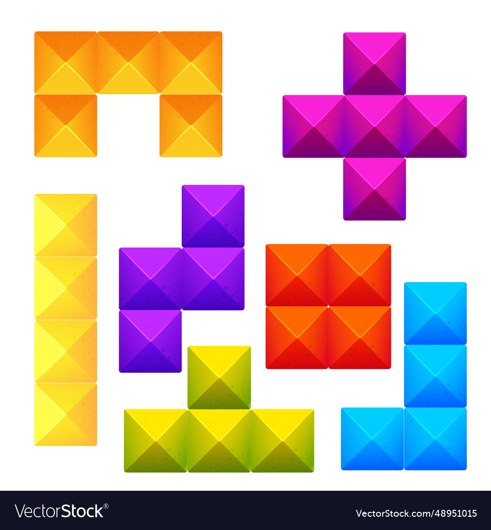 Game bricks set colorful blocks classic logic Vector Image