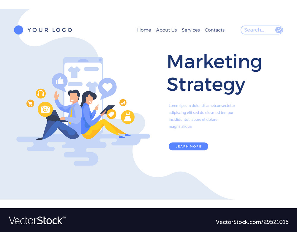 Landing page template marketing strategy concept Vector Image