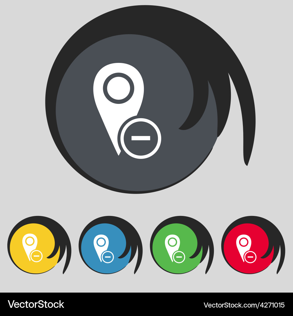Map pointer icon sign symbol on five colored Vector Image