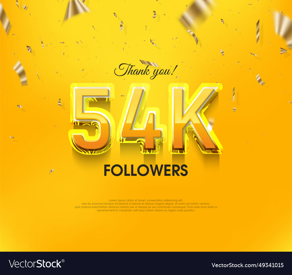 Yellow background thank you 54k followers elegant Vector Image