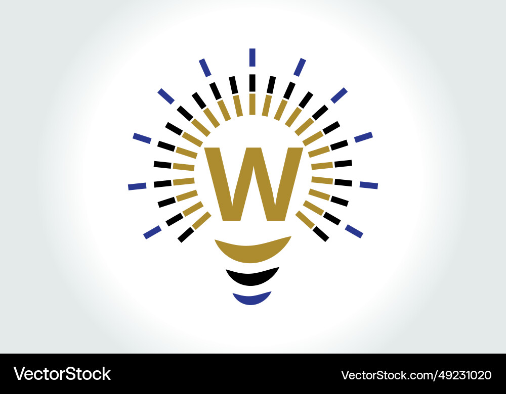 Letter w electric bulb logo design template light Vector Image