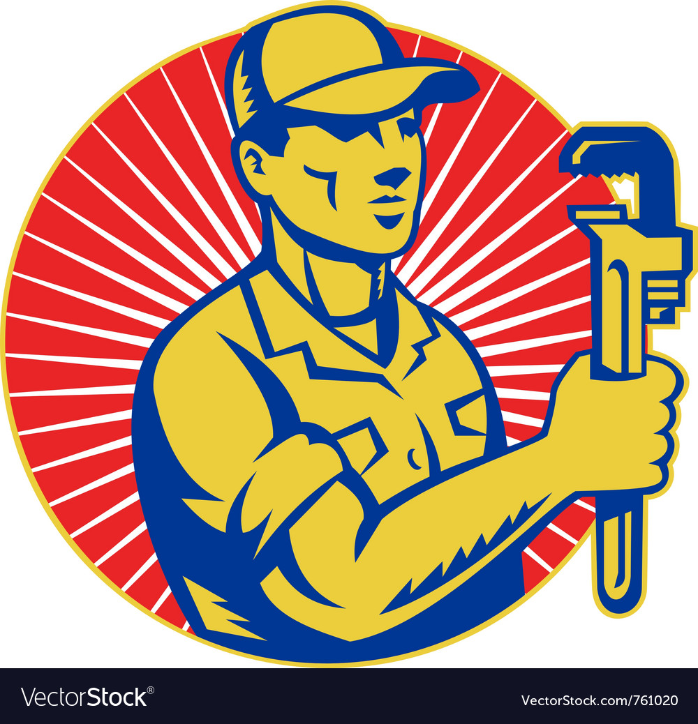 Plumber holding monkey wrench