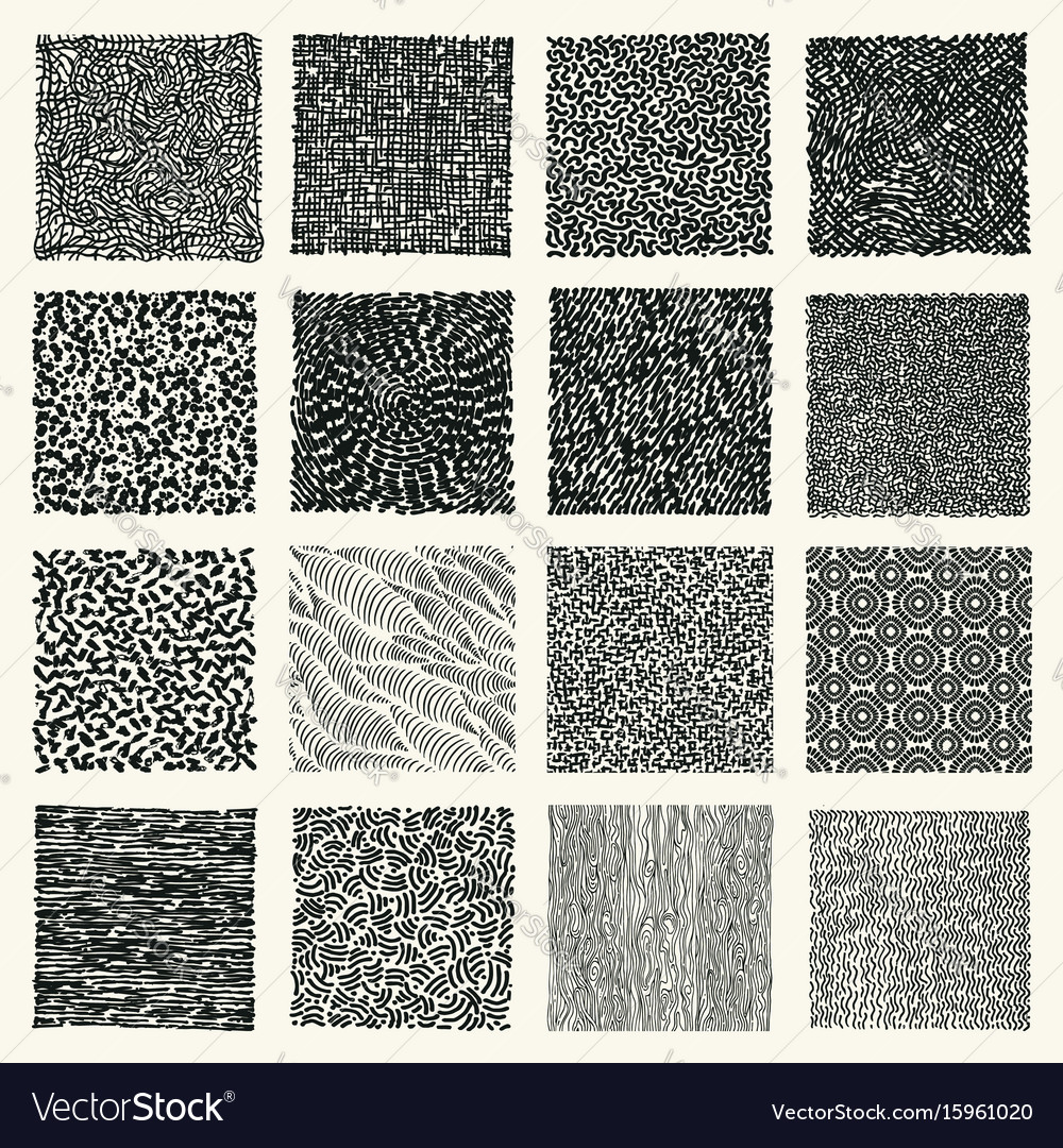 Set of hand drawn marker and ink patterns Vector Image