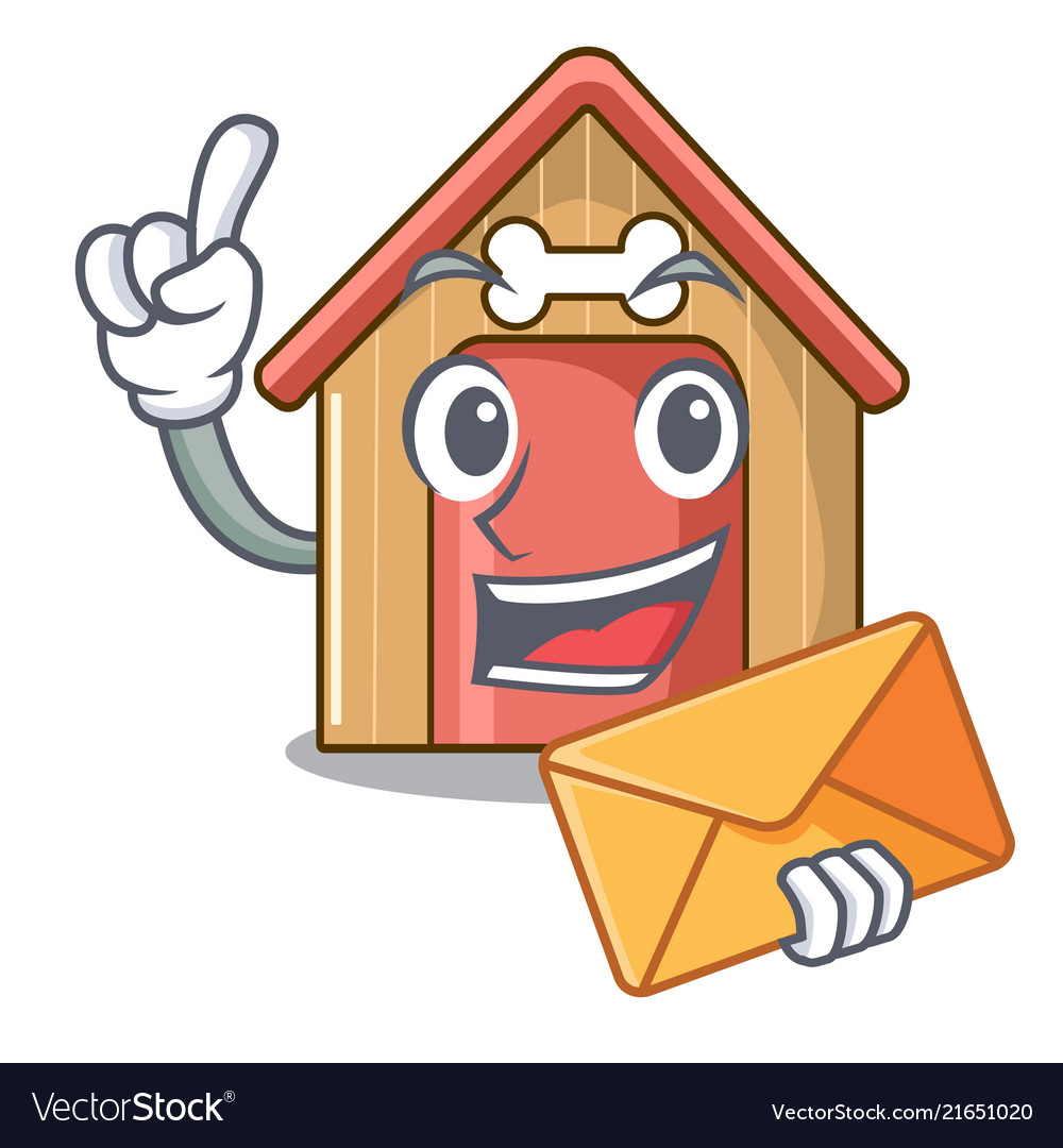 With envelope cartoon dog house and bone isolated Vector Image With envelope cartoon dog house and bone isolated Vector Image