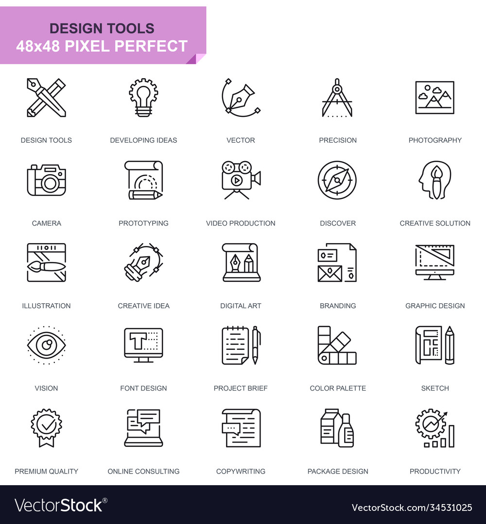 25 graphic design tools Royalty Free Vector Image