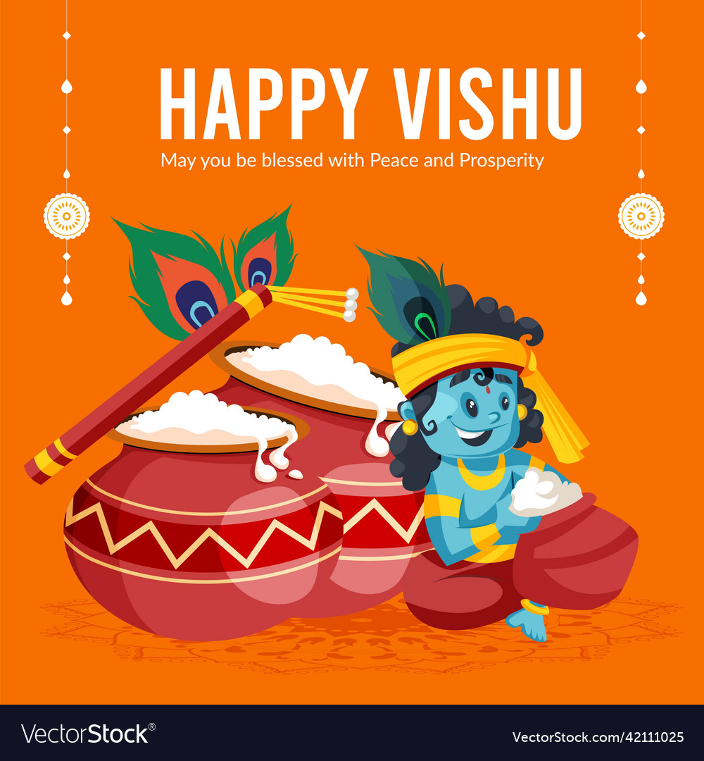 Banner design of happy vishu Royalty Free Vector Image