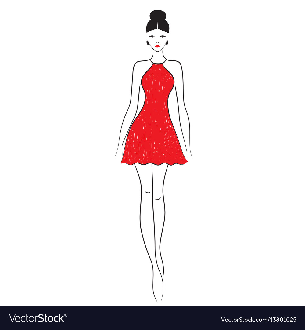 Female figure model simple sketch Royalty Free Vector Image