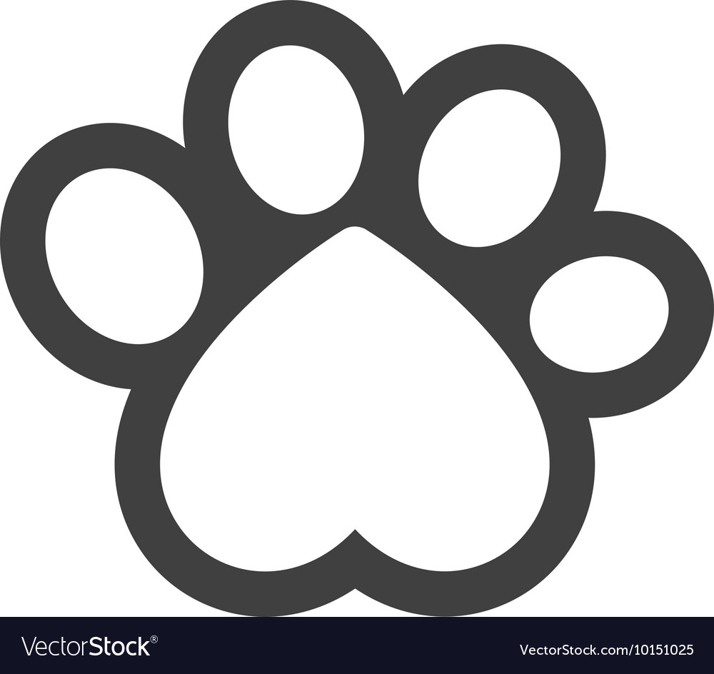 Foot print heart love pet animal icon Royalty Free Vector