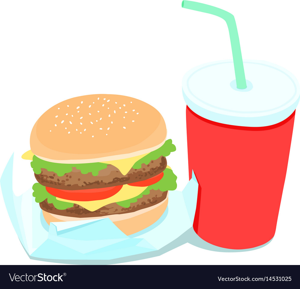 Hamburger and soft drink Royalty Free Vector Image