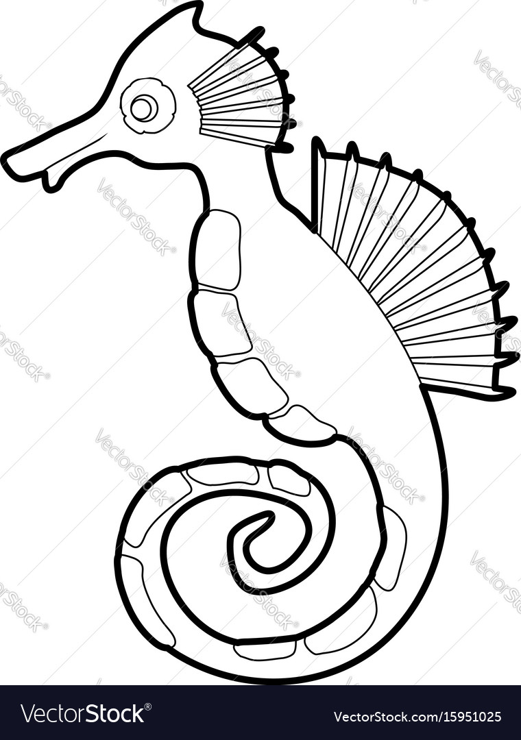 Seahorse icon outline Royalty Free Vector Image