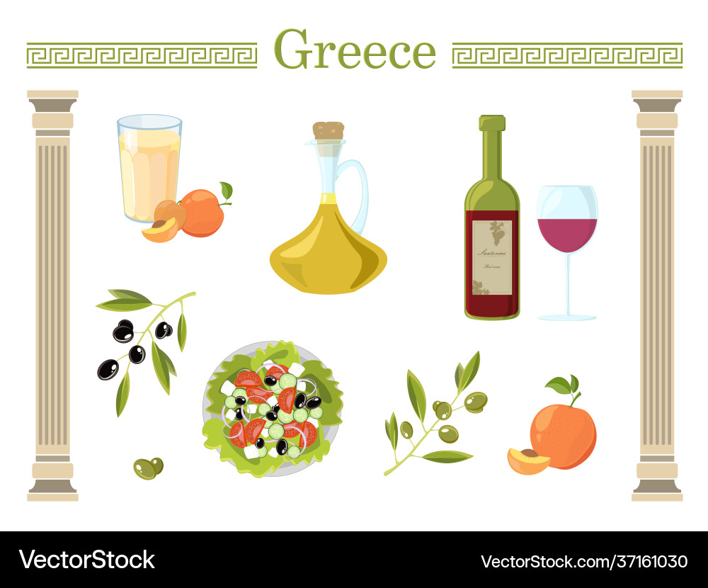 Greece set Royalty Free Vector Image - VectorStock
