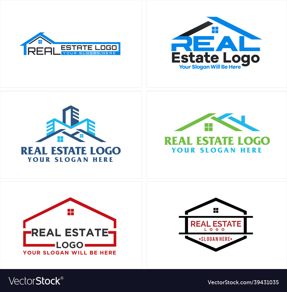 A set real estate home building logo design