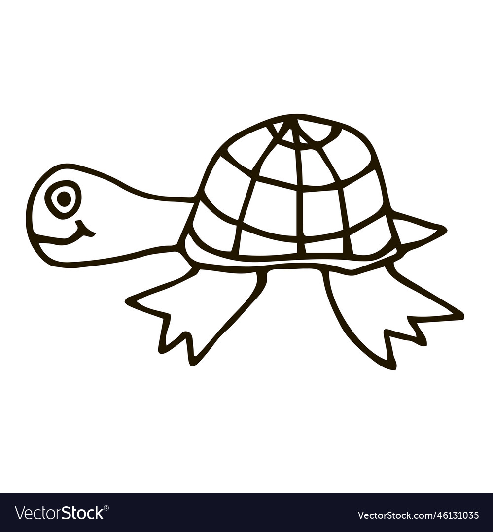 Cartoon doodle linear turtle isolated on white Vector Image