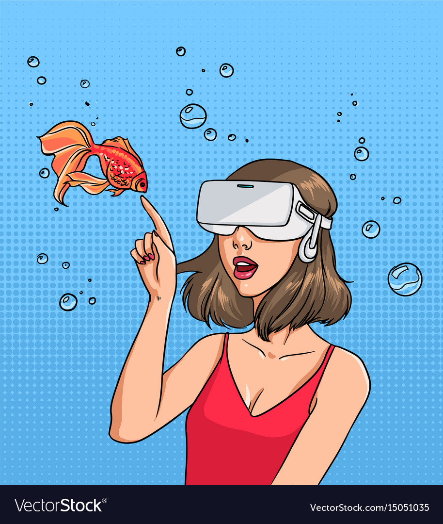 Concept of virtual reality girl Royalty Free Vector Image