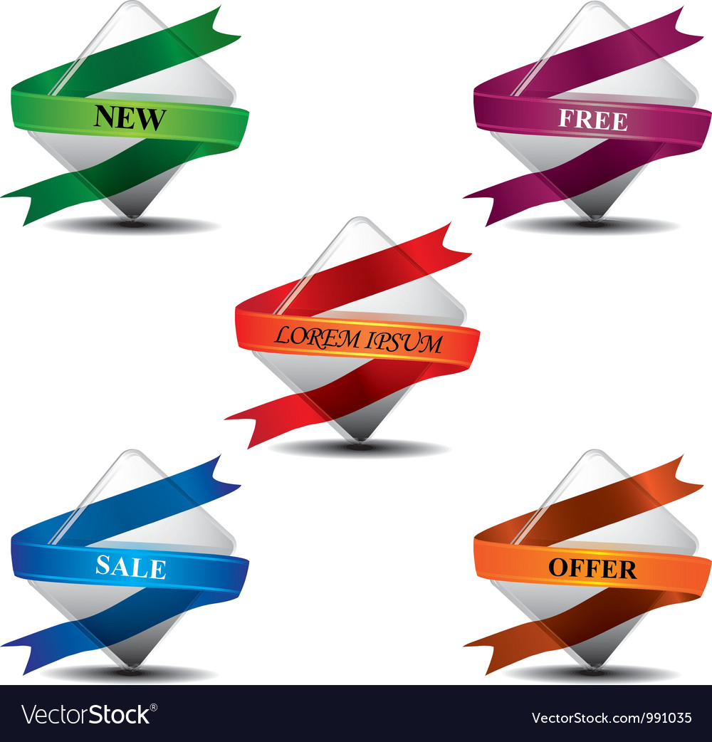 Glass box with business colorful ribbon banner