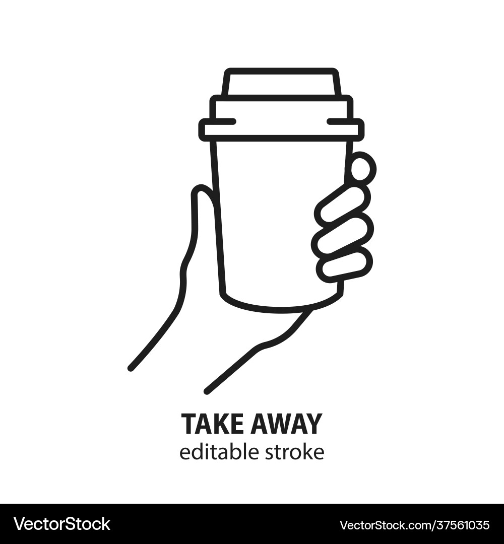Hand holding paper cup with drink Royalty Free Vector Image