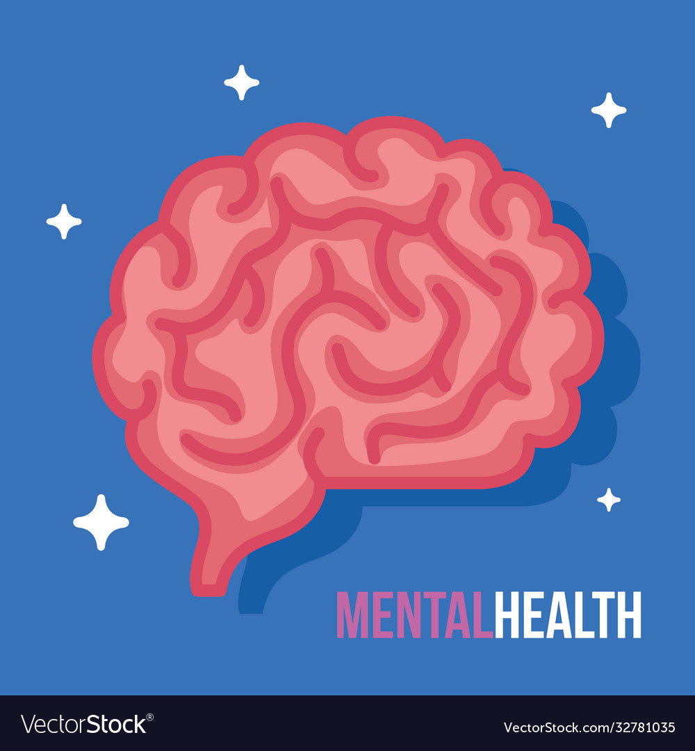 Mental health concept with brain human Royalty Free Vector