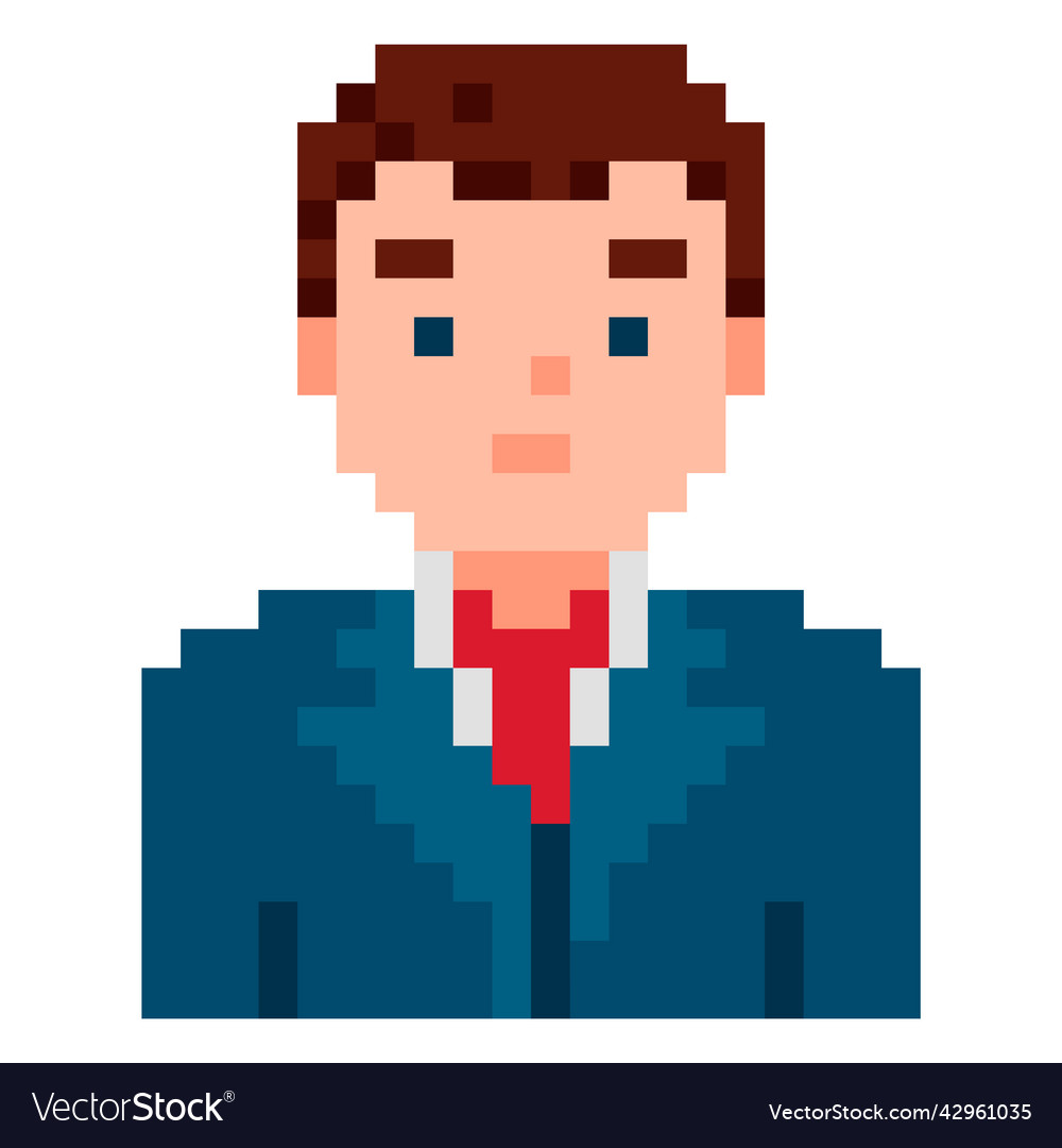 Office man pixel game style Royalty Free Vector Image