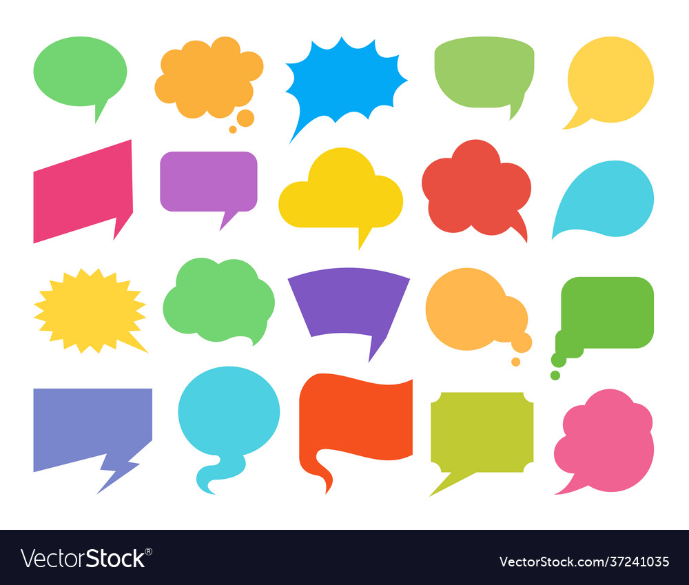 Speech bubbles flat icon set comic note text cloud