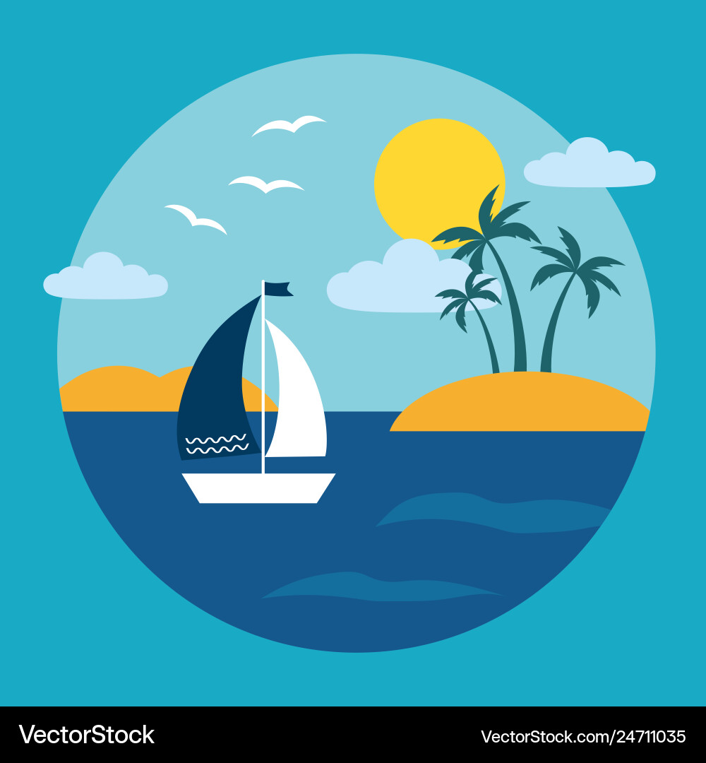 Tropical island ocean landscape Royalty Free Vector Image