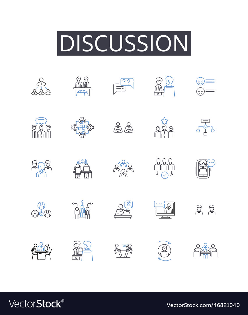 Discussion Line Icons Collection Debate Dialogue Vector Image