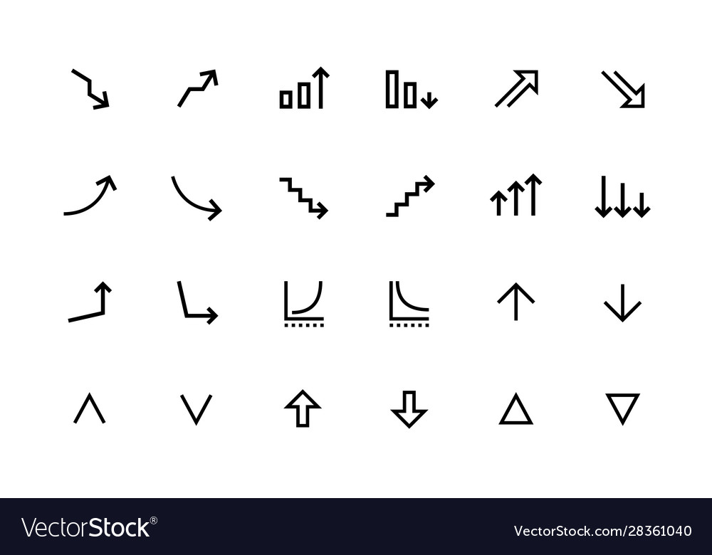 Increase and decrease line icons growth fall Vector Image