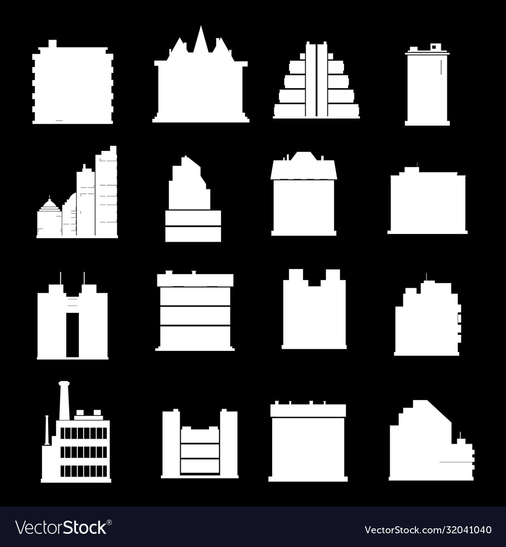 Line buildings icons city building hotel and