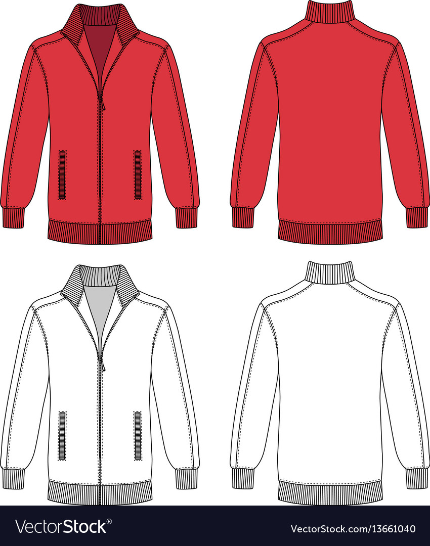 Long sleeve jacket with zipper Royalty Free Vector Image