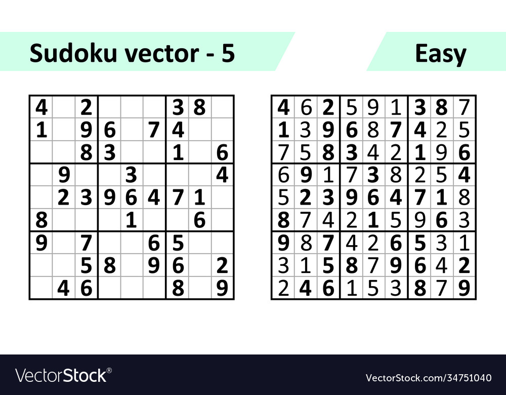 Sudoku Game with Answers. Simple Vector Design Set Stock Vector -  Illustration of vector, trainer: 204788413