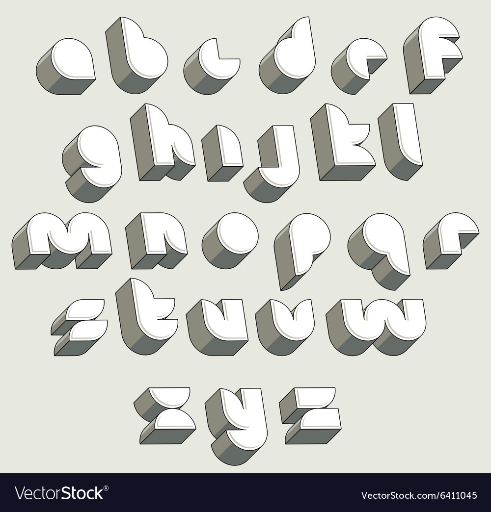 3d futuristic font geometric dimensional letters Vector Image