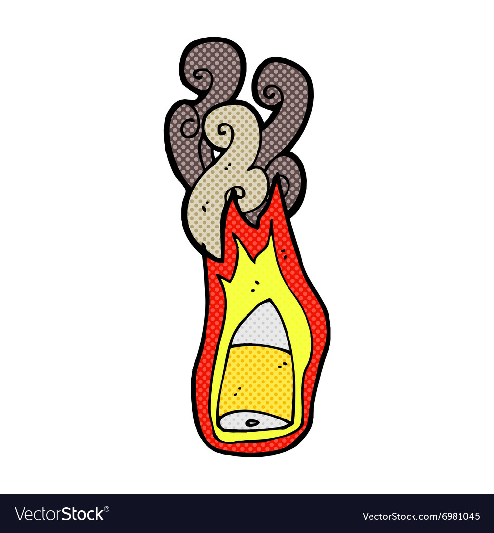 Comic cartoon flaming bullet Royalty Free Vector Image