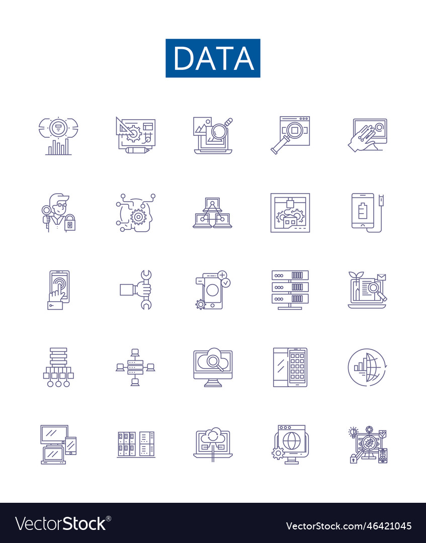 Data line icons signs set design collection Vector Image