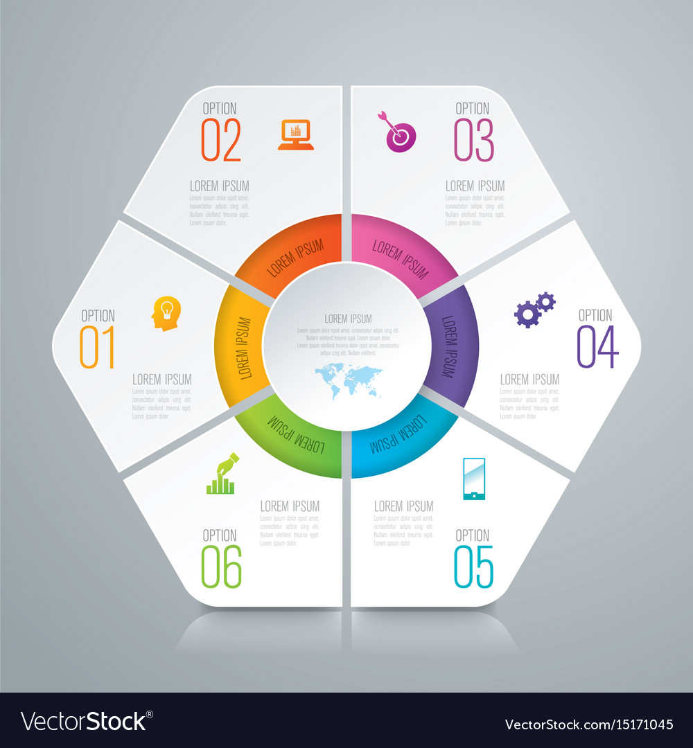 Infographics design with 6 options Royalty Free Vector Image